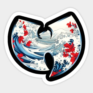 Wutang with waves and flowers Sticker